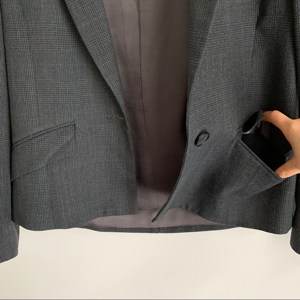 Grey Plaid Patterned Blazer - Picture 3 of 4